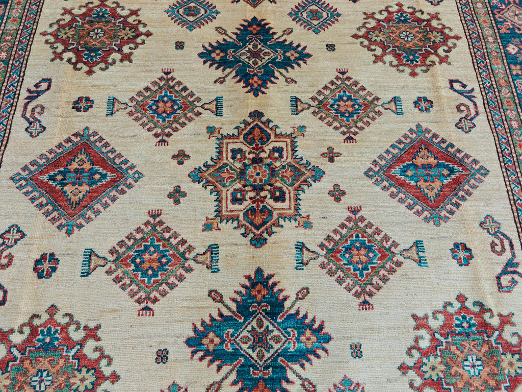 Handmade Afghan Chobi Rug 7x6 ft – Traditional Natural Dyes & Wool Oriental Carpet, Farmhouse Rug, Living Room Rug, Office Rug