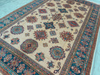 Handmade Afghan Chobi Rug 7x6 ft – Traditional Natural Dyes & Wool Oriental Carpet, Farmhouse Rug, Living Room Rug, Office Rug
