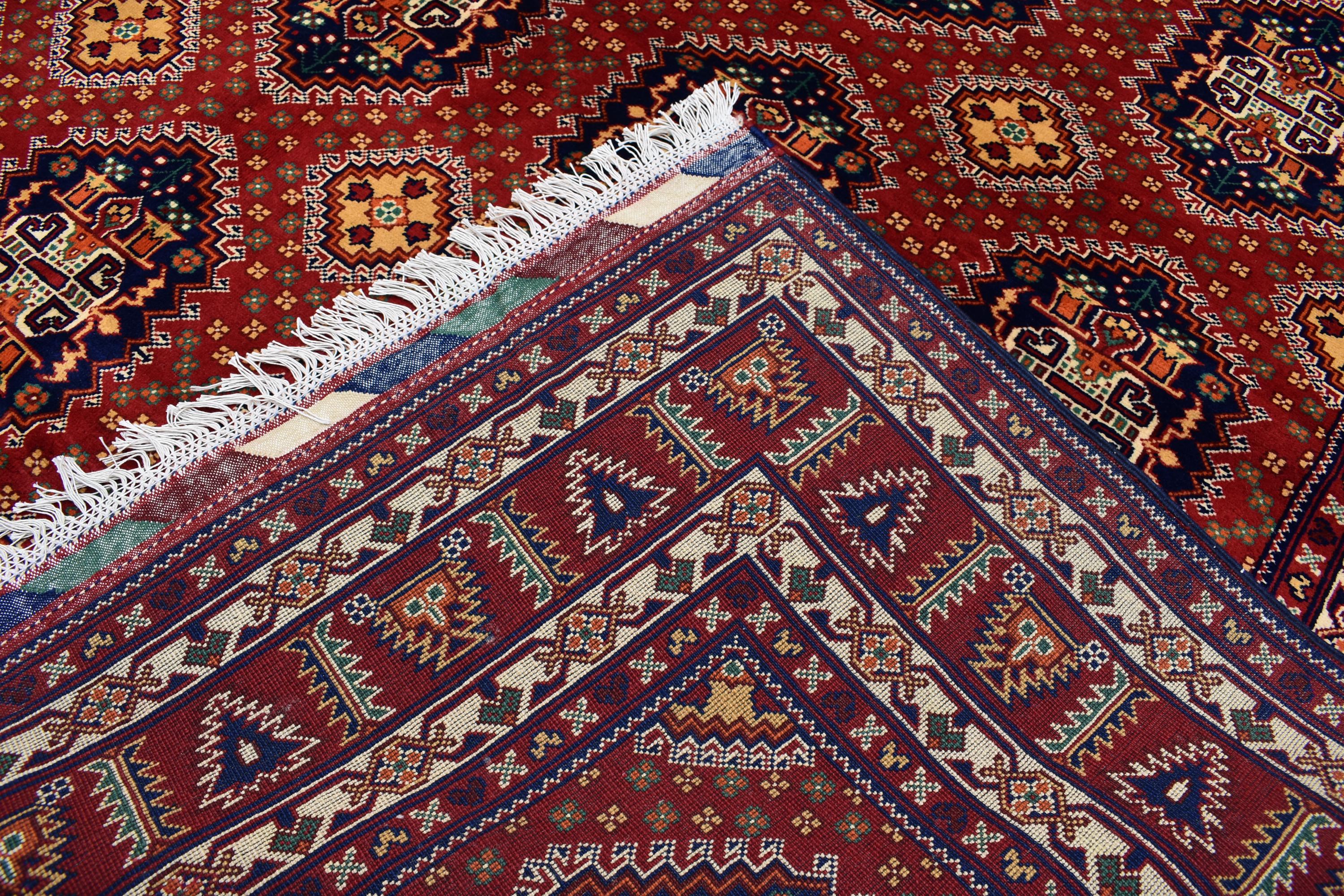 Samar Qandi Handmade Rug 8x12ft–Large Vintage Oriental Carpet, Red Geometric Wool Area Rug, Boho Home Decor, Tribal Afghan Style Rug 362x252