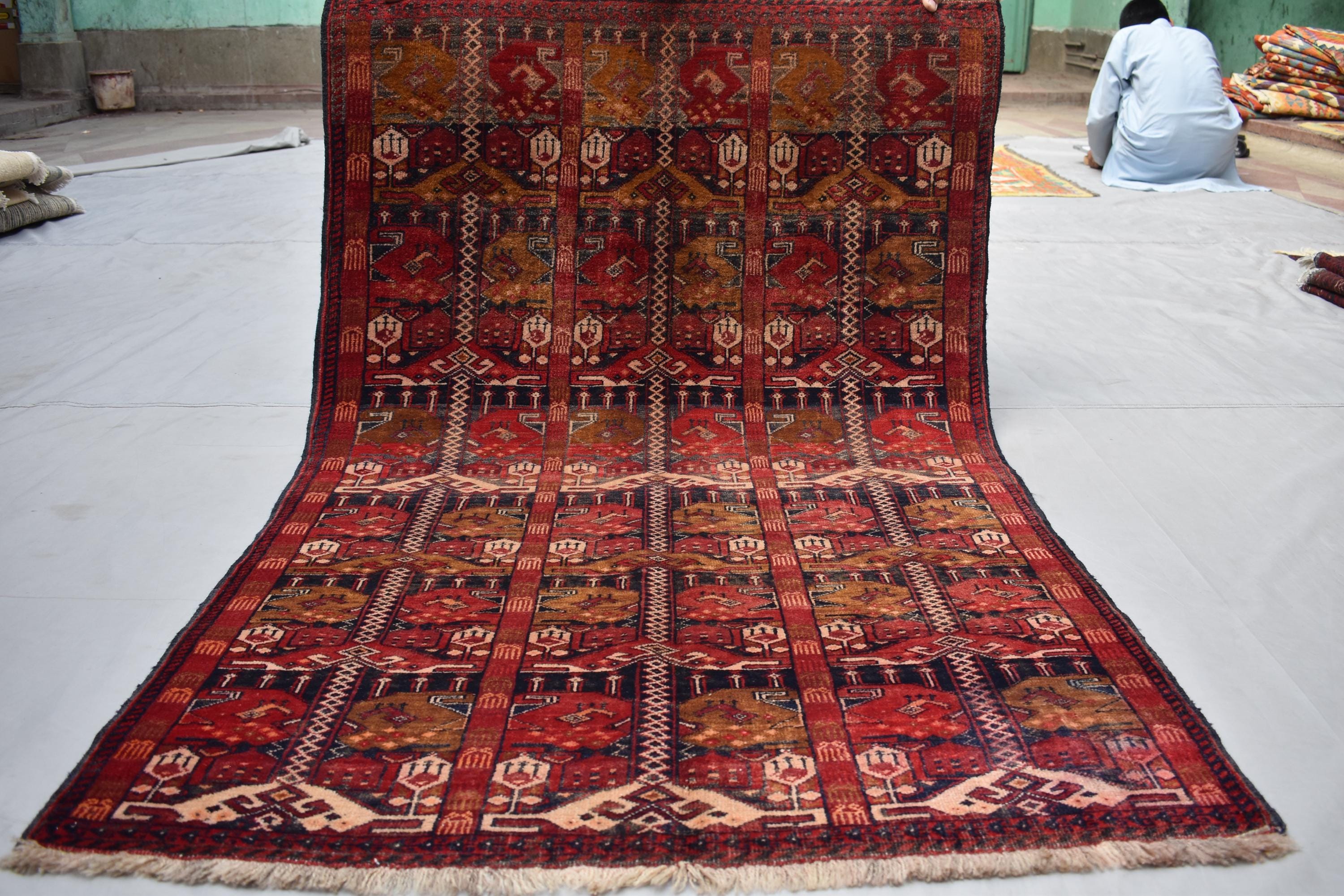 Authentic Afghan Run Ala Bakhmal Rug - 5.3 x 3.3 ft - Handmade Traditional Carpet, Living Room Rug, Bedroom Rug, Wall Hanging Rug