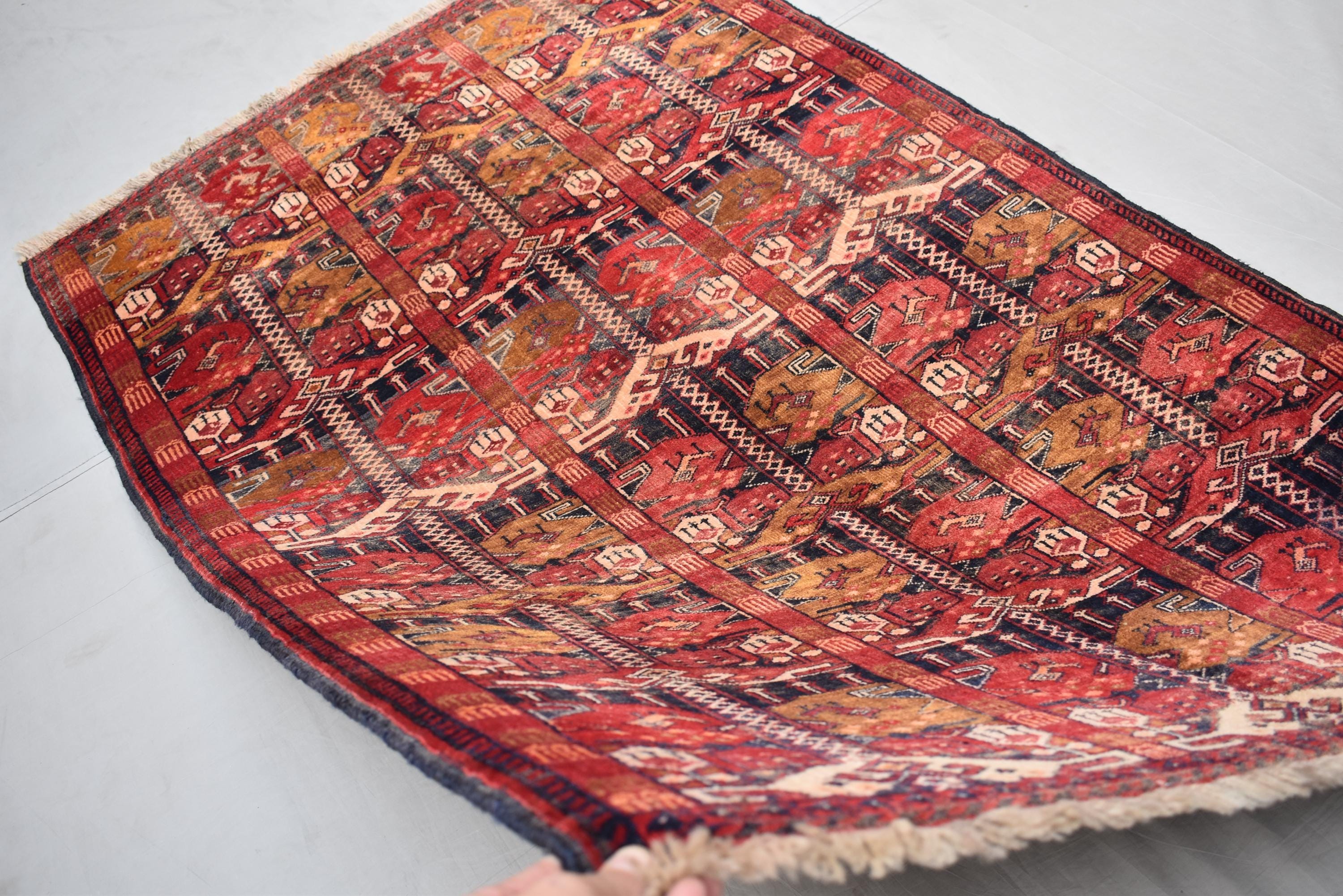 Authentic Afghan Run Ala Bakhmal Rug - 5.3 x 3.3 ft - Handmade Traditional Carpet, Living Room Rug, Bedroom Rug, Wall Hanging Rug