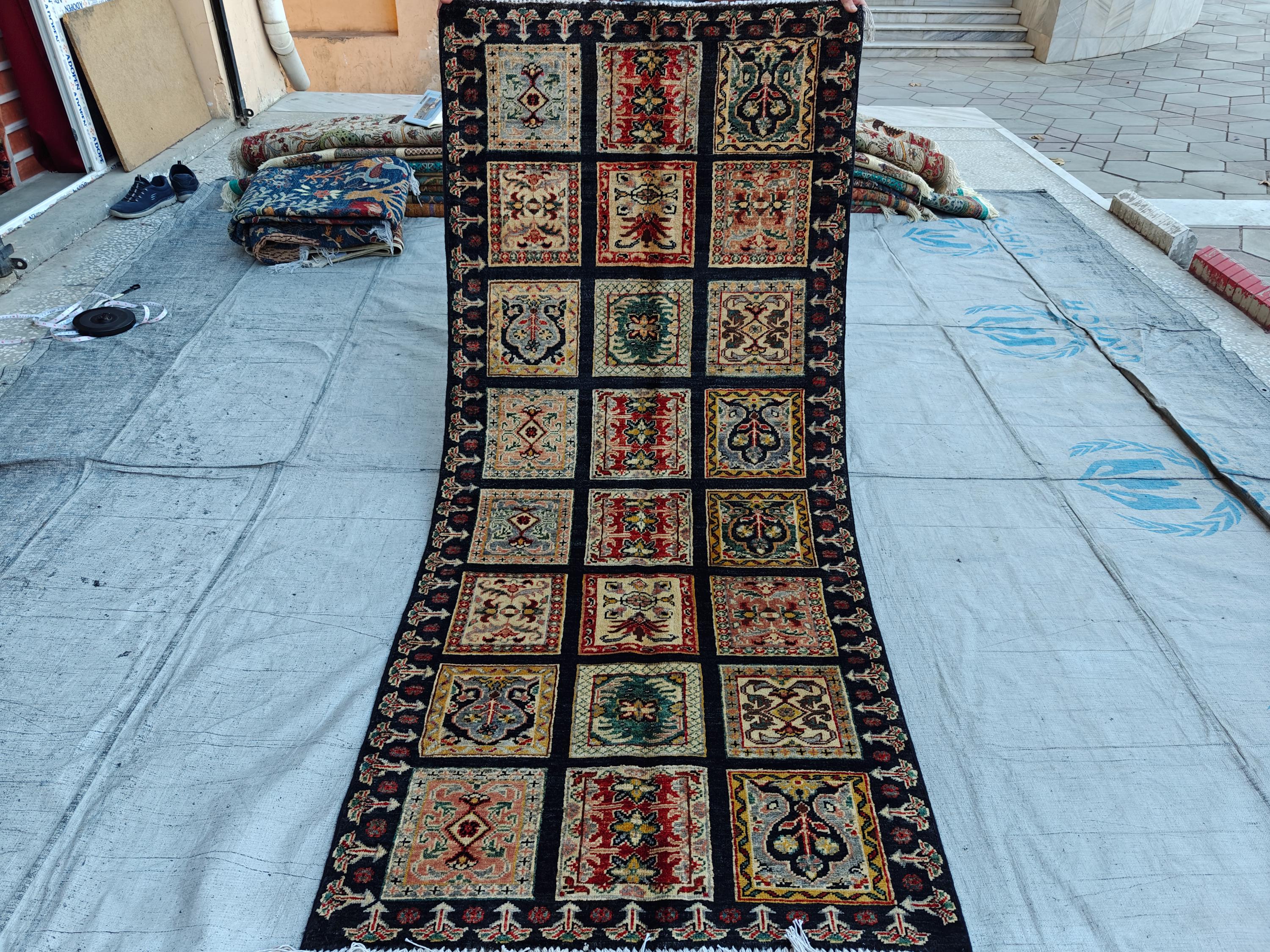 Hallway Handmade Afghan Chobi Runner Rug 6.7x2.9 ft – Natural Dyes, Wool, Oriental Hallway Carpet, Entryway Rug, Narrow Hallway Runner