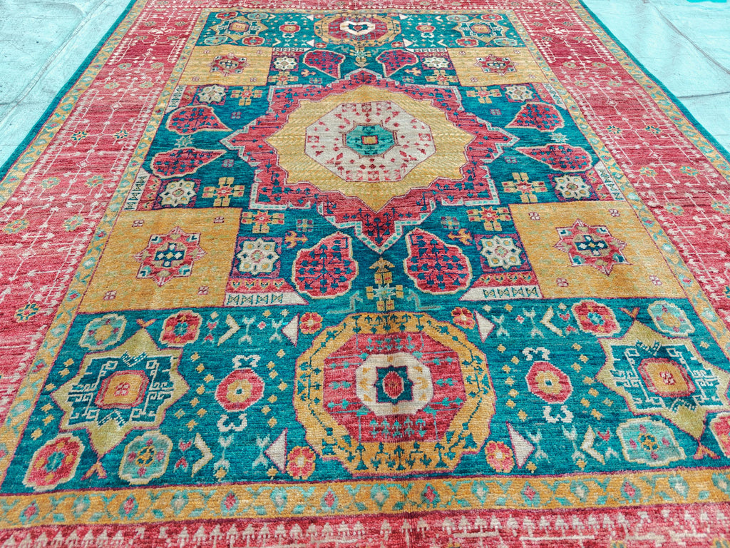6.9x5.1 ft Handmade Mamluk Chobi Rug, Afghan Oriental Carpet, Natural Dyes, Premium Wool, Farmhouse Rug, living Room rug
