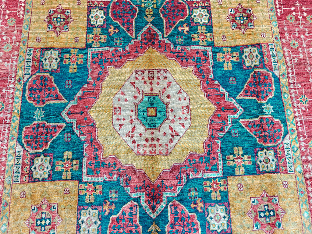 6.9x5.1 ft Handmade Mamluk Chobi Rug, Afghan Oriental Carpet, Natural Dyes, Premium Wool, Farmhouse Rug, living Room rug