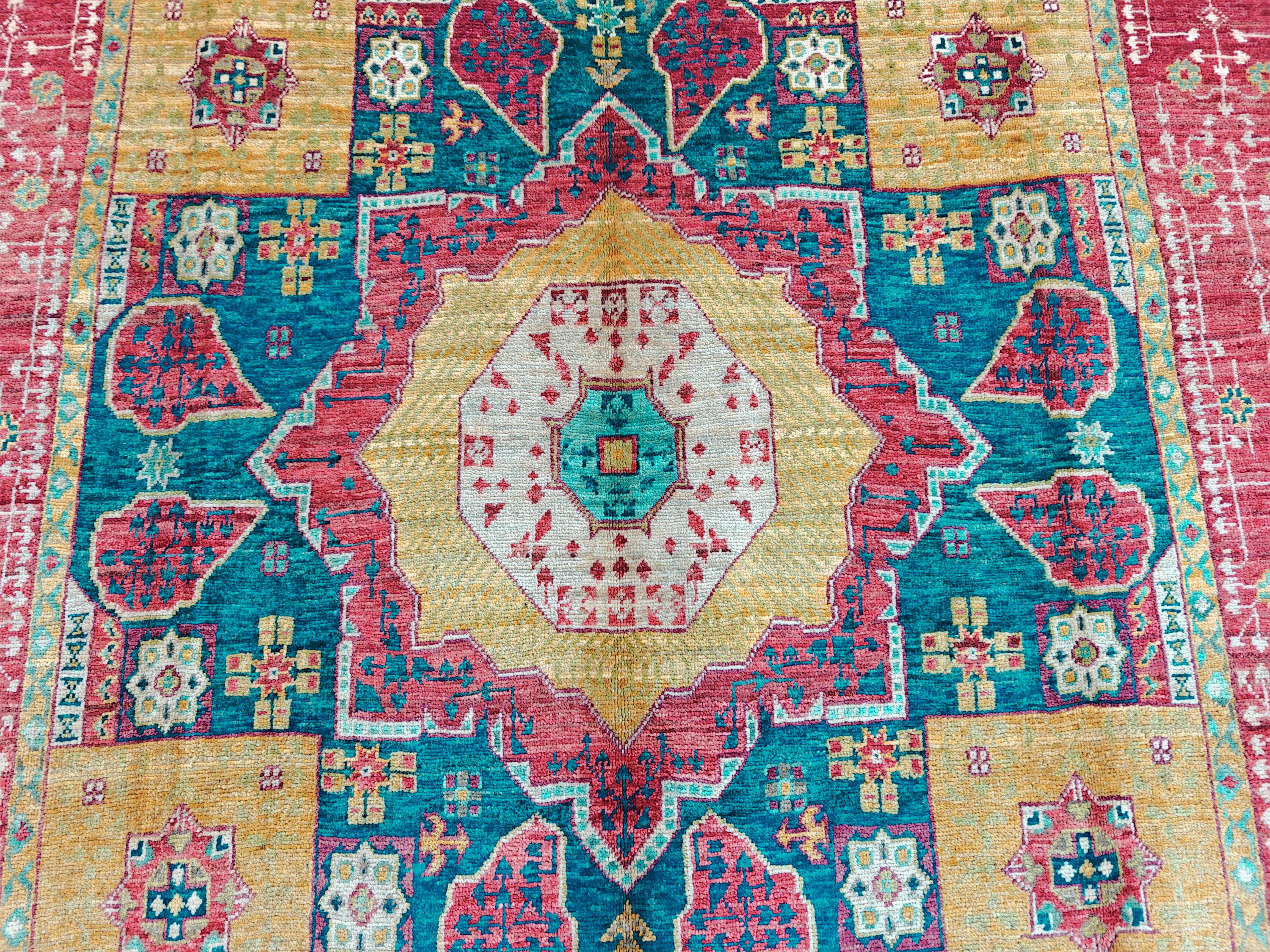 6.9x5.1 ft Handmade Mamluk Chobi Rug, Afghan Oriental Carpet, Natural Dyes, Premium Wool, Farmhouse Rug, living Room rug