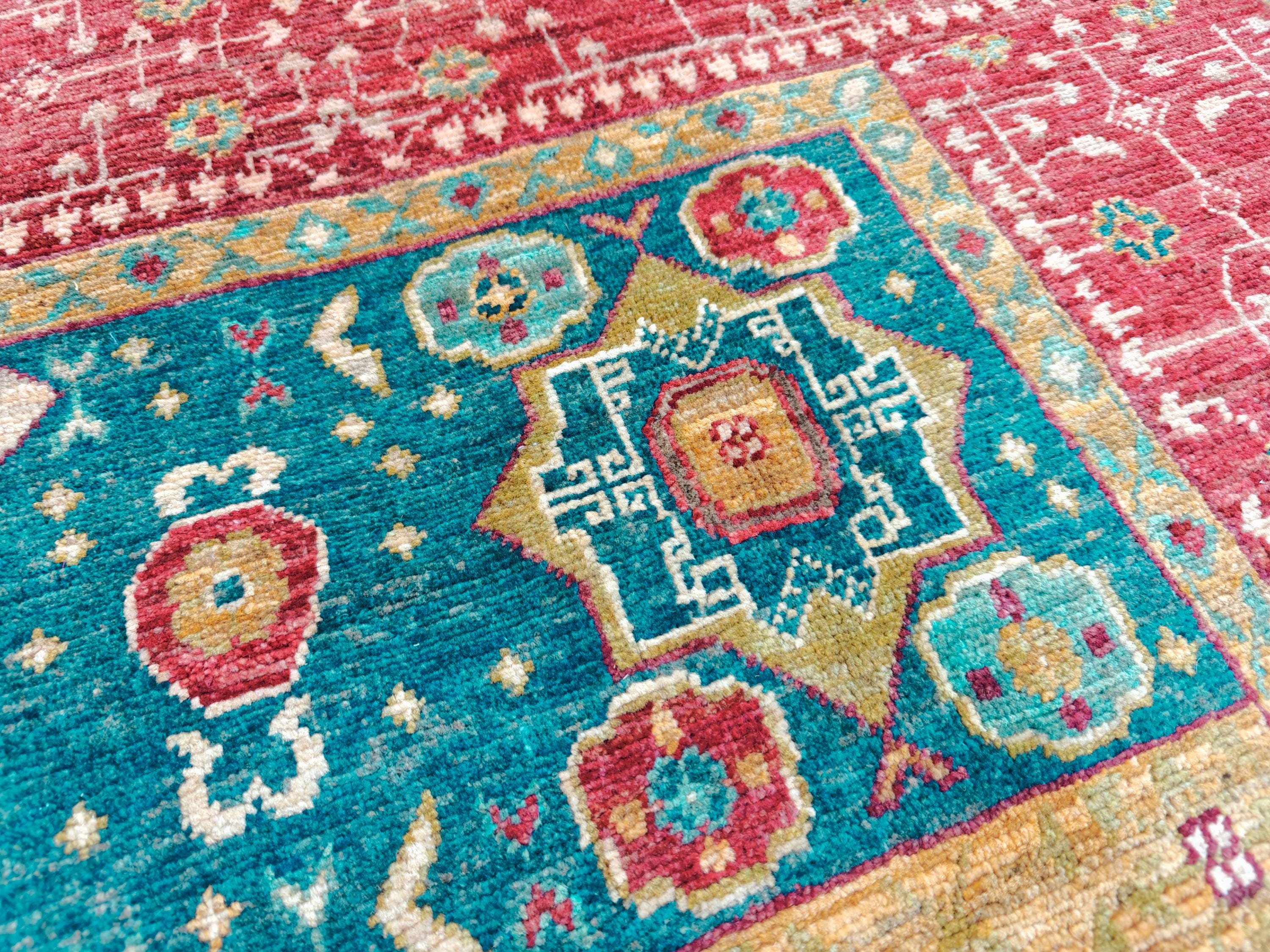 6.9x5.1 ft Handmade Mamluk Chobi Rug, Afghan Oriental Carpet, Natural Dyes, Premium Wool, Farmhouse Rug, living Room rug