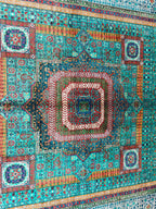 7x10 Aqua Green Handmade Mamluk Chobi Rug –Afghan Wool Carpet, Natural Dyes, Oriental Floor Rug, Living Room Rug, Farmhouse Rug, Bedroom Rug