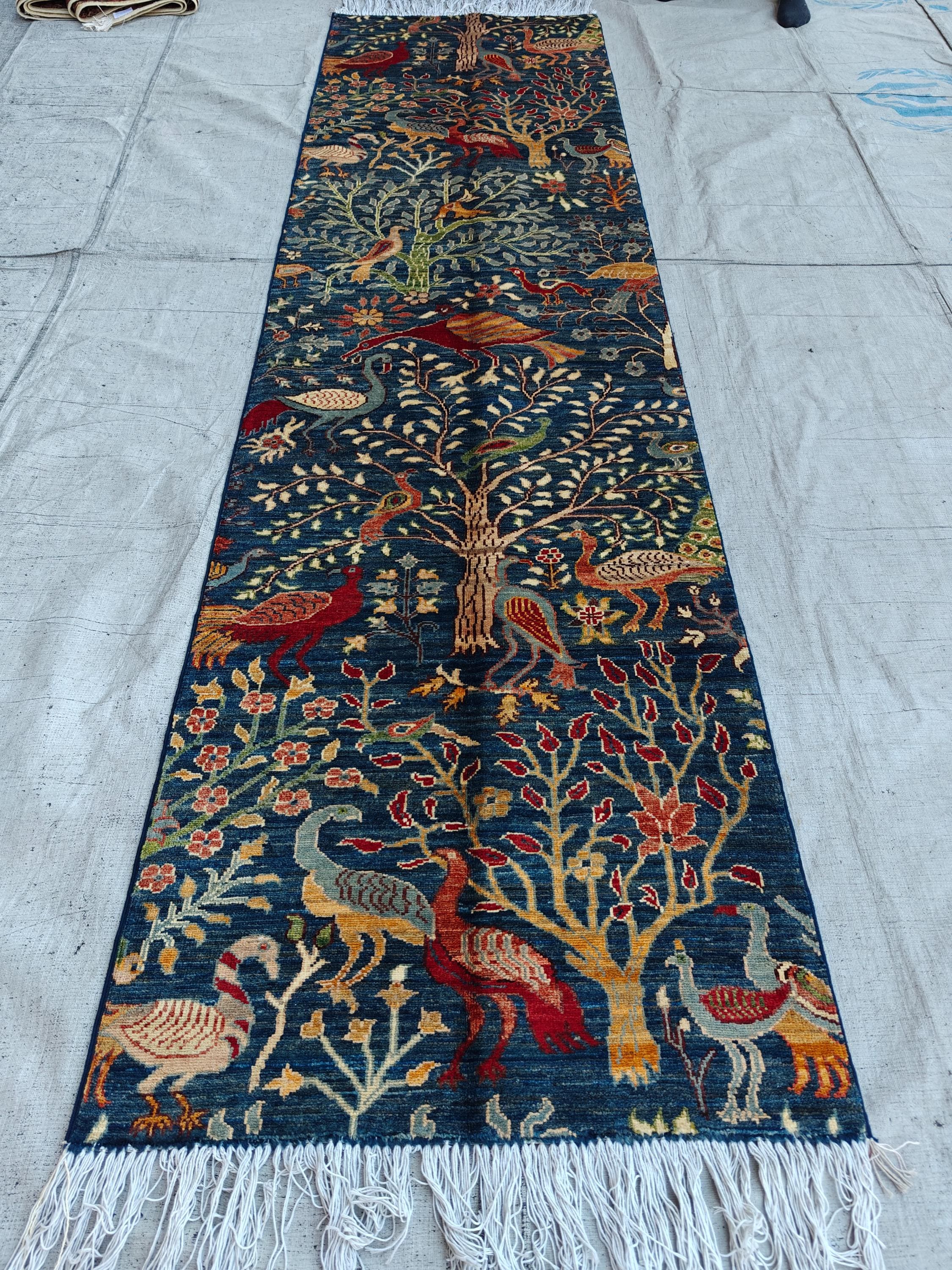 9.6 x 2.6 ft Runner Handmade Afghan Chobi - High Quality Wool Rug, Hallway Carpet, Entryway Rug, Farmhouse Rug, Living Room Rug