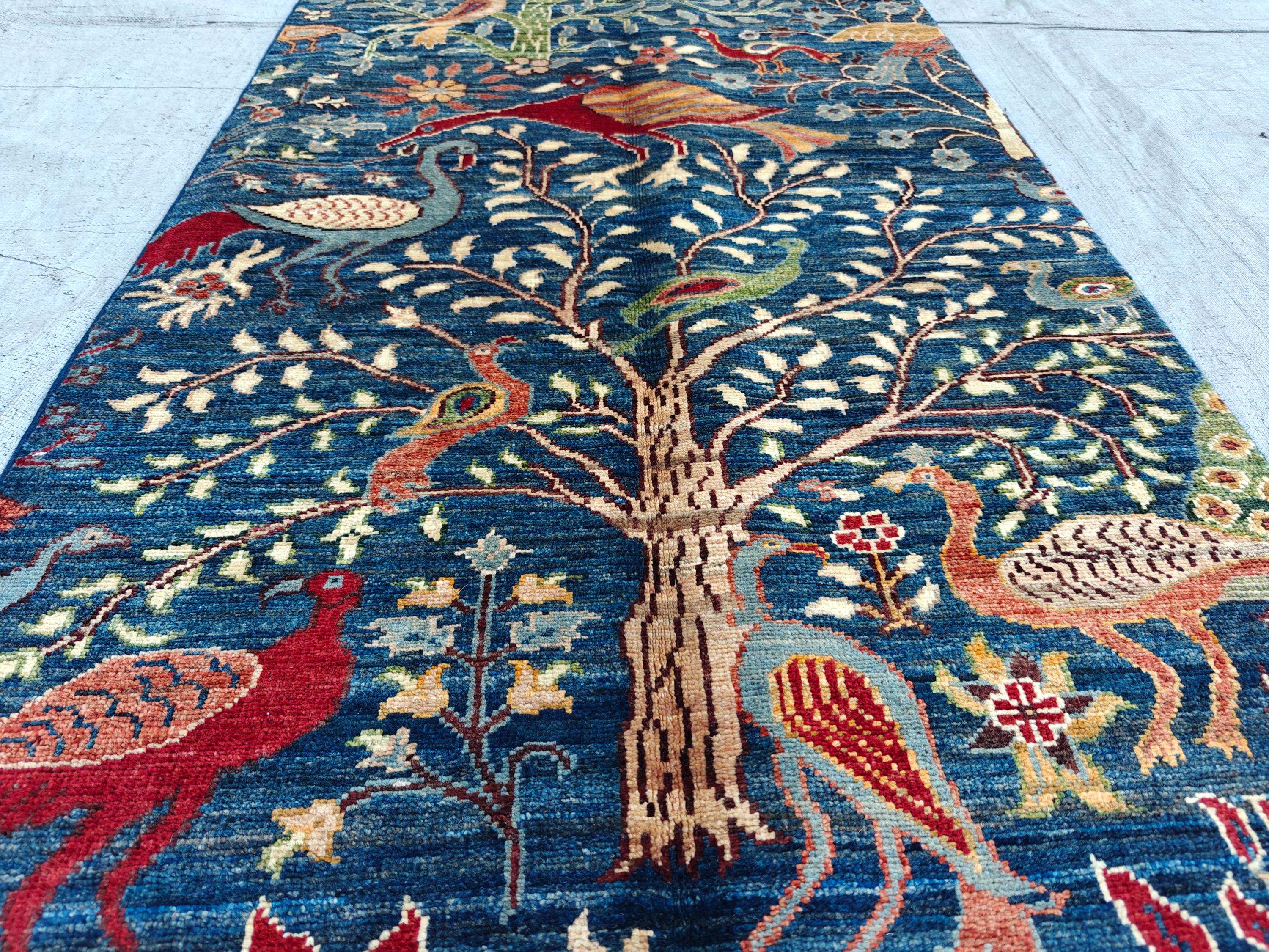 9.6 x 2.6 ft Runner Handmade Afghan Chobi - High Quality Wool Rug, Hallway Carpet, Entryway Rug, Farmhouse Rug, Living Room Rug