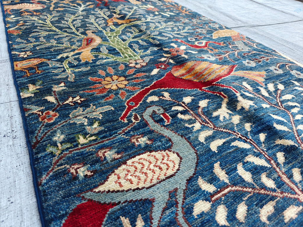 9.6 x 2.6 ft Runner Handmade Afghan Chobi - High Quality Wool Rug, Hallway Carpet, Entryway Rug, Farmhouse Rug, Living Room Rug
