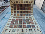 8.4x5.9 ft Handmade Chobi Rug - Mirrored Pattern | Afghan Wool Area Rug | Elegant Traditional Carpet for Living Room, Boho Home Decor