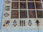 8.4x5.9 ft Handmade Chobi Rug - Mirrored Pattern | Afghan Wool Area Rug | Elegant Traditional Carpet for Living Room, Boho Home Decor