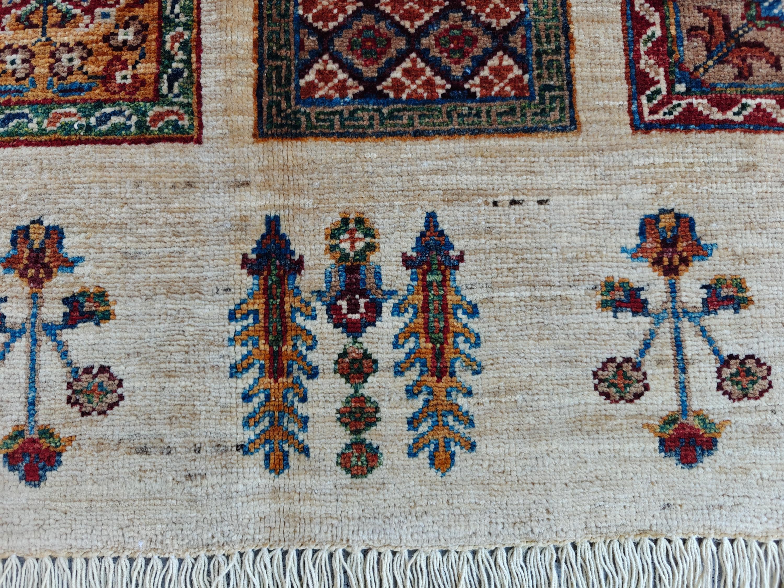 8.4x5.9 ft Handmade Chobi Rug - Mirrored Pattern | Afghan Wool Area Rug | Elegant Traditional Carpet for Living Room, Boho Home Decor