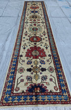 Tribal Chobi Runner 11.6x2.6 ft - Handmade Afghan Wool Rug | Rustic Hallway Carpet | Long Narrow Area Rug, Entryway Rug, Boho Home Decor
