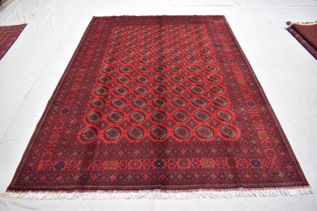 6x9 Vintage Handmade Ahal Gull Red Rug Afghan Wool Tribal Carpet, Rug for Living Room, Bedroom Rug, Red Shape Soft Fine Quality Rug 6.5x9.5