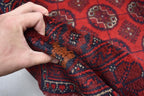 6x9 Vintage Handmade Ahal Gull Red Rug Afghan Wool Tribal Carpet, Rug for Living Room, Bedroom Rug, Red Shape Soft Fine Quality Rug 6.5x9.5