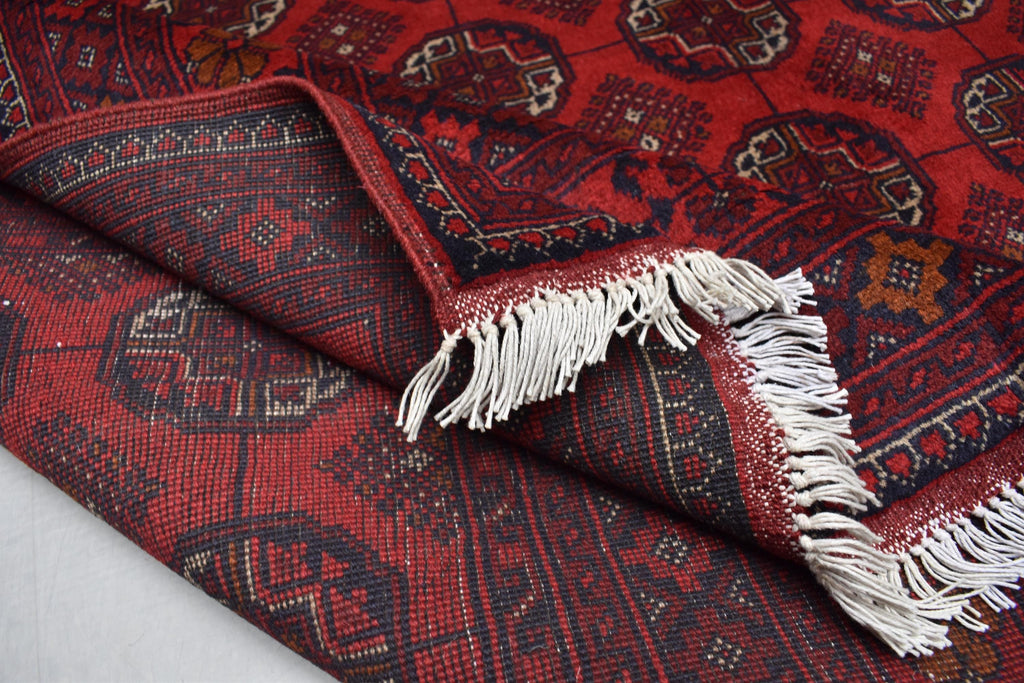 6x9 Vintage Handmade Ahal Gull Red Rug Afghan Wool Tribal Carpet, Rug for Living Room, Bedroom Rug, Red Shape Soft Fine Quality Rug 6.5x9.5