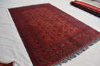 9.6 x 6.6 ft Handmade Ahal Gull Red Rug -Afghan Wool Tribal Carpet, Antique Red Afghan Collectible Rug, Living Room, Bedroom Rug