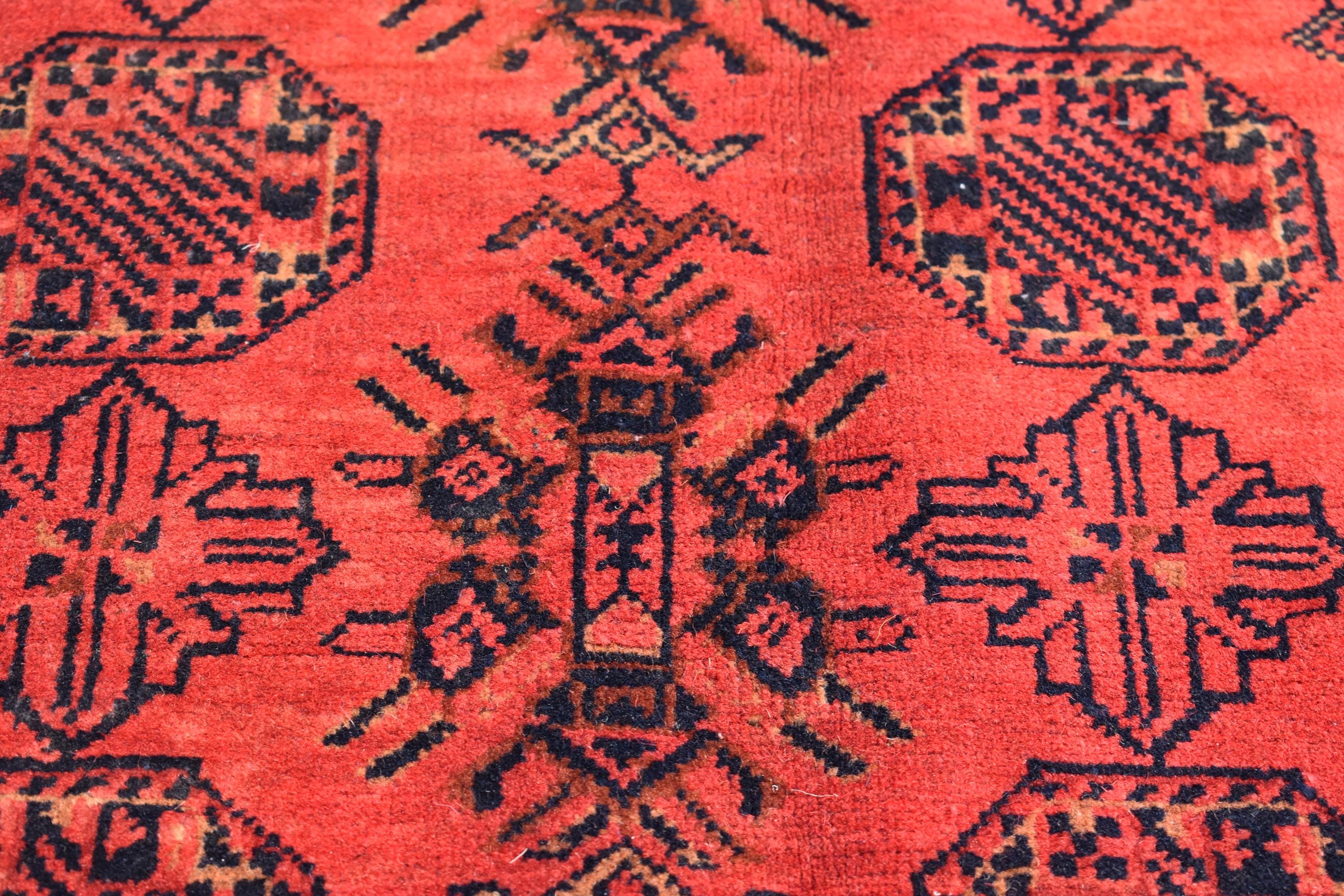 9.6 x 6.6 ft Handmade Ahal Gull Red Rug -Afghan Wool Tribal Carpet, Antique Red Afghan Collectible Rug, Living Room, Bedroom Rug