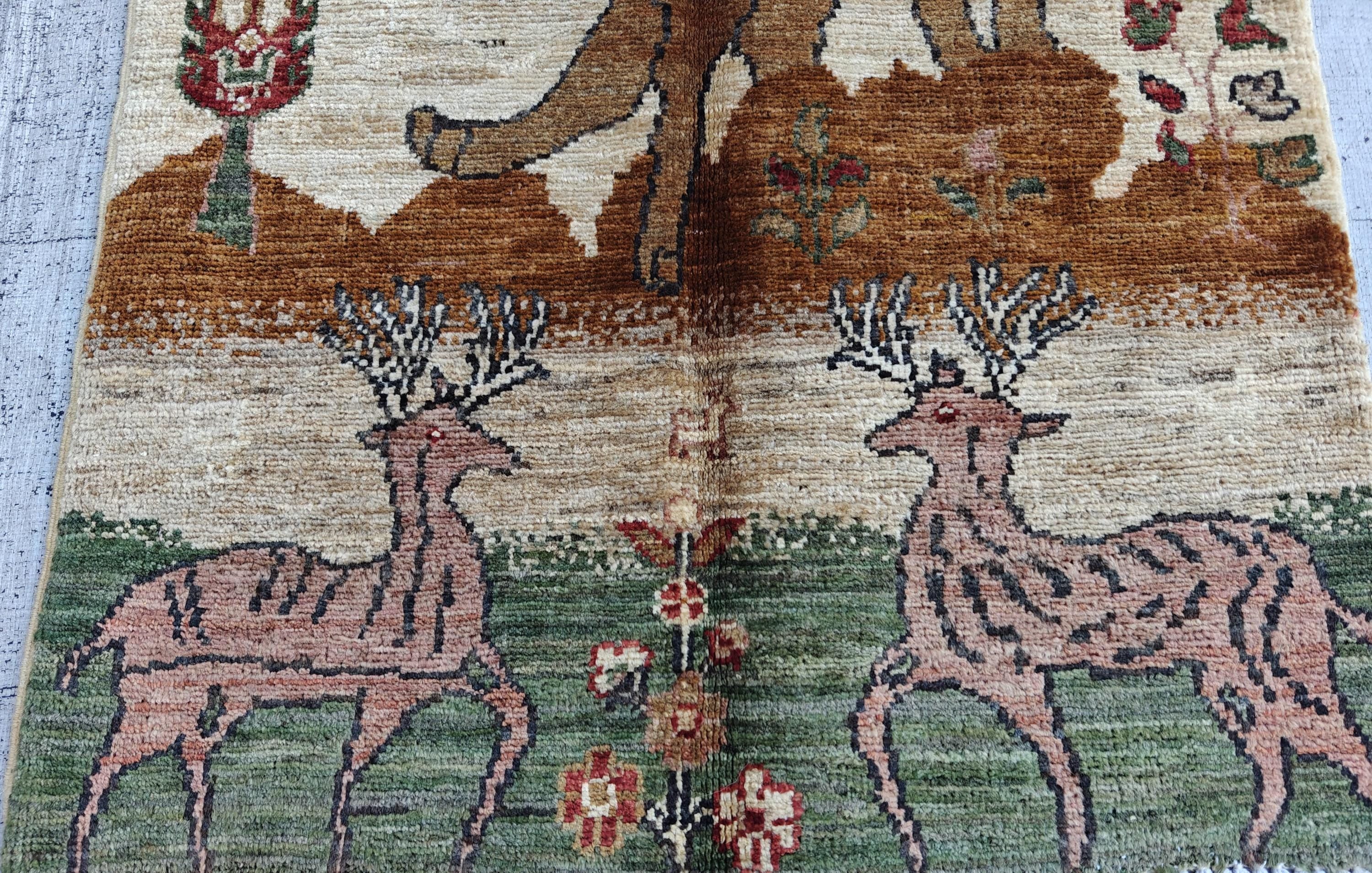 2.9x2.1 ft Handmade Chobi Rug- Vintage Wool Entryway Mat, Bohemian Small Area Carpet, Wall Hanging Rug, Hallway Short Rug