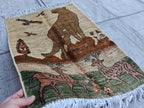 2.9x2.1 ft Handmade Chobi Rug- Vintage Wool Entryway Mat, Bohemian Small Area Carpet, Wall Hanging Rug, Hallway Short Rug