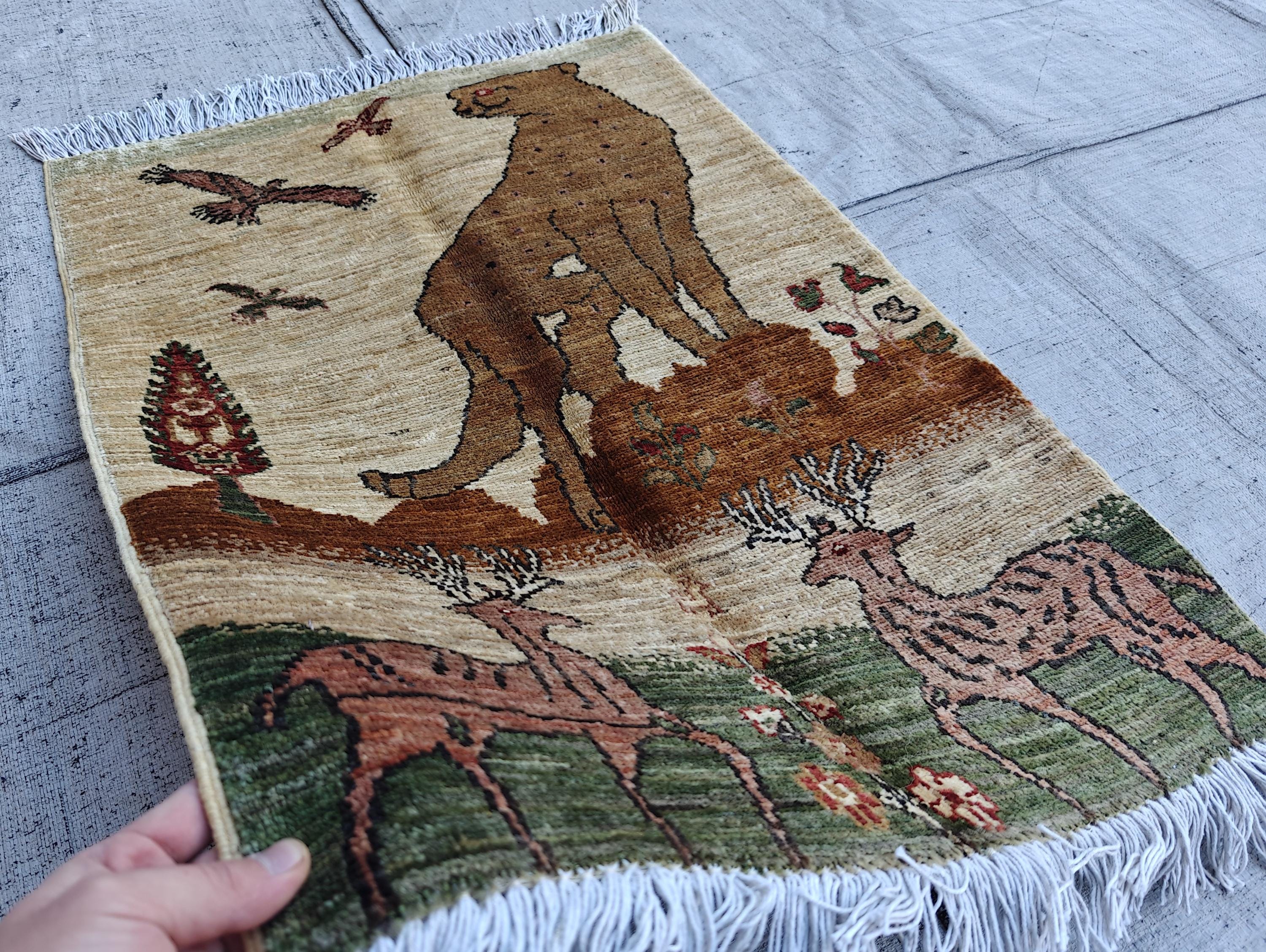 2.9x2.1 ft Handmade Chobi Rug- Vintage Wool Entryway Mat, Bohemian Small Area Carpet, Wall Hanging Rug, Hallway Short Rug