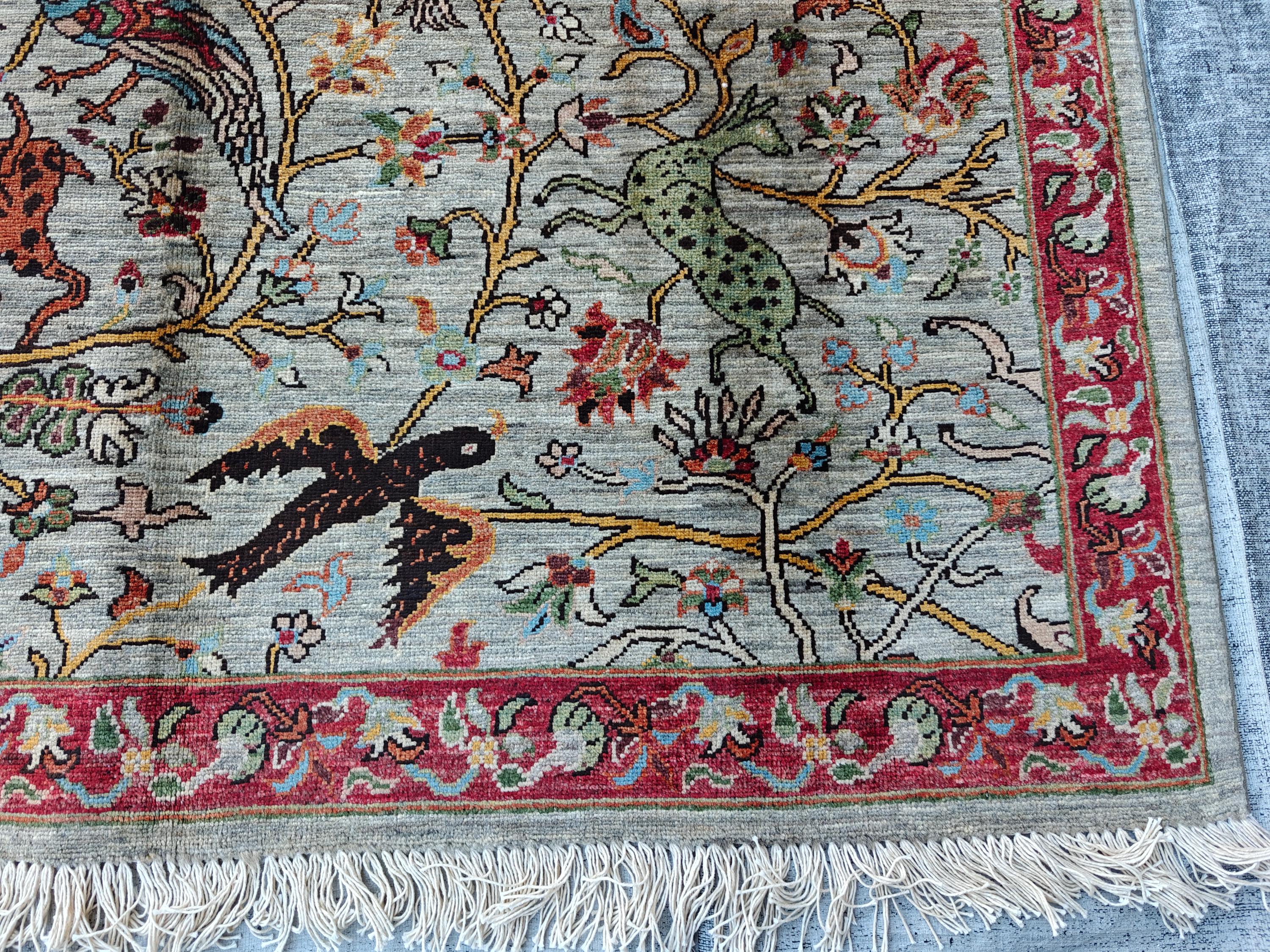 8x9 Hunter Rug Handmade Chobi - Wool Area Carpet, Rustic Living Room Decor, Boho Home Decor, Bedroom, Dining room Rug, 9.3x8.1 ft