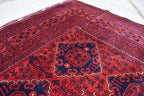 9x11 Red and Navy Blue Afghan Handmade Bukhara Rug - Geometric Design - Large Wool Area Carpet, Living Room, Dining Room Rug 11.3x8.10 ft