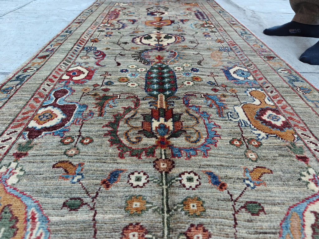 Handmade 9.8x2.7 ft Chobi Runner - Afghan Wool Rug, Tribal Hallway Carpet, Elegant Vintage Decor, Entryway Rug, Long Narrow Rug