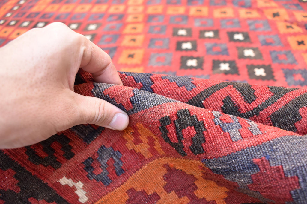 9x13 Authentic Vintage Kilim Rug Handwoven Afghan Wool Carpet for Living Room, Bedroom, or Dining Area, Farmhouse Rug