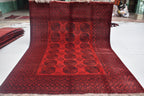 Vintage Afghan Pie Rug - Handmade 9.2x6.6 ft Wool Carpet, Tribal Red Oriental Area Rug, Bohemian Home Decor, Farm House Rug, Bedroom Rug
