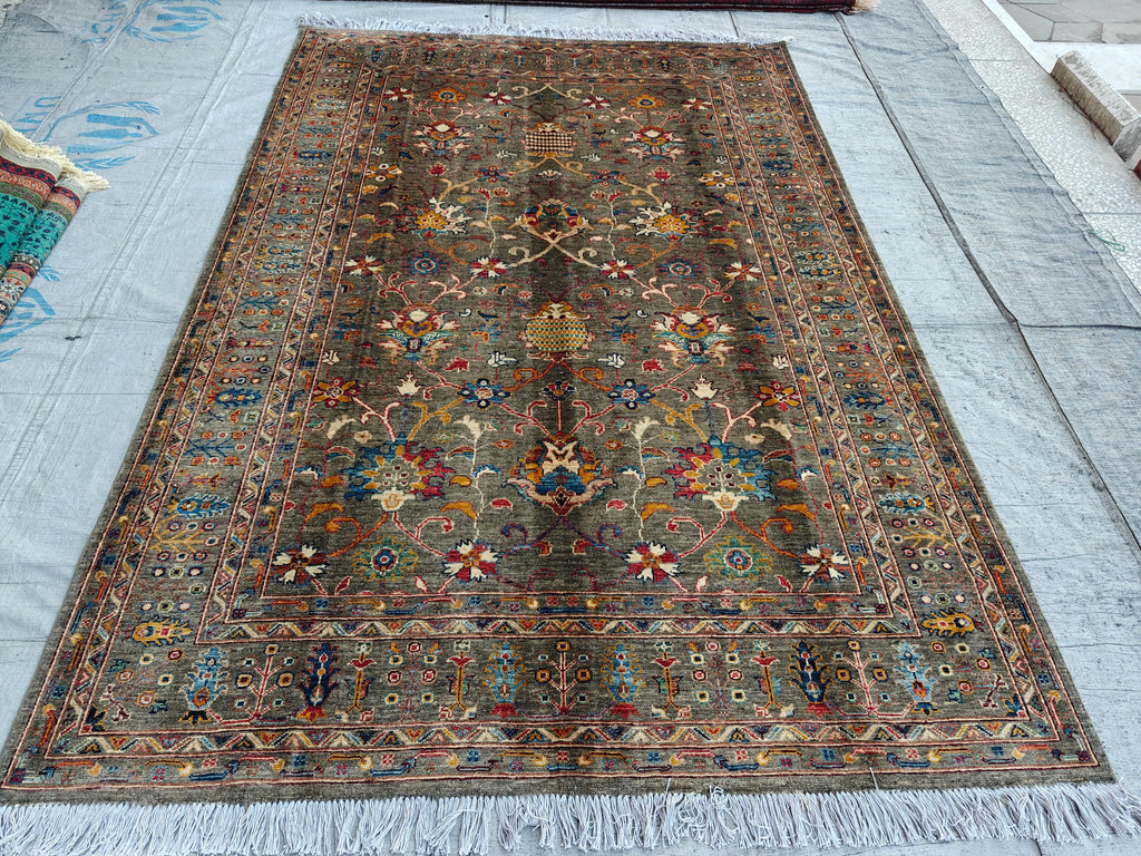 Chobi Rug 8.9x6 ft – Handwoven Persian Carpet with Natural Color Palette and Timeless Elegance, Rugs for Living Room, Bedroom Rug 9x6