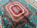 5x8 Mamluk Rug Blue and Silver Colorful Handwoven Persian Carpet with Intricate Design, Bedroom Rug, Rugs For Living Room, 8.5x5 ft