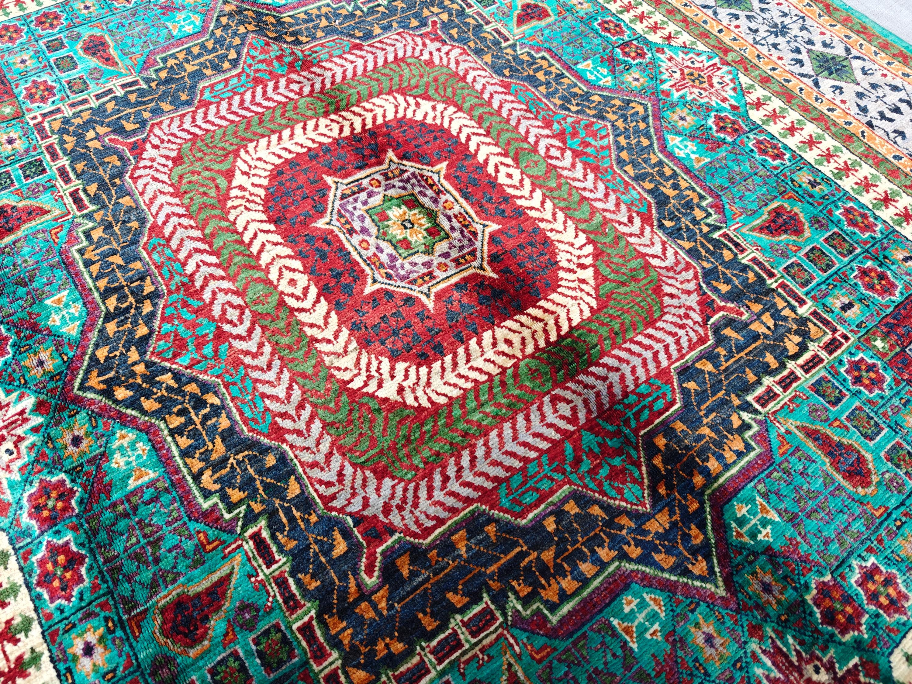 5x8 Mamluk Rug Blue and Silver Colorful Handwoven Persian Carpet with Intricate Design, Bedroom Rug, Rugs For Living Room, 8.5x5 ft