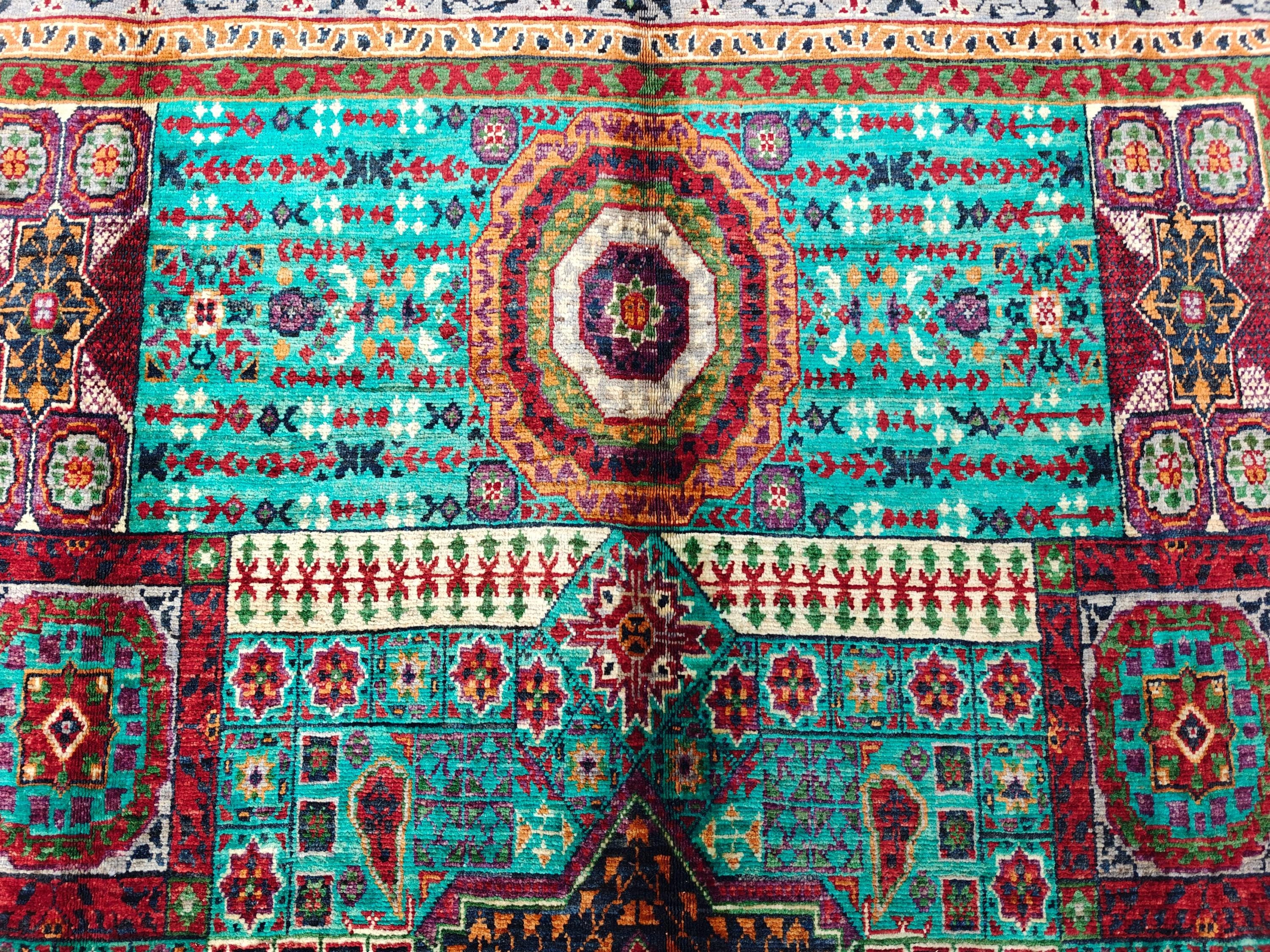 5x8 Mamluk Rug Blue and Silver Colorful Handwoven Persian Carpet with Intricate Design, Bedroom Rug, Rugs For Living Room, 8.5x5 ft