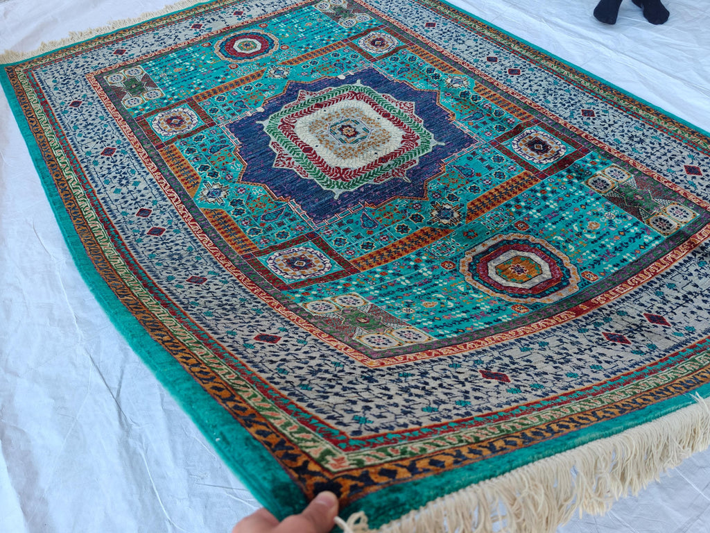 6x8 Mamluk Rug–Handwoven Persian Carpet with Intricate Design and Rich Color Palette, Rugs For Living Room, Bedroom Rug 8.2x5.9 ft