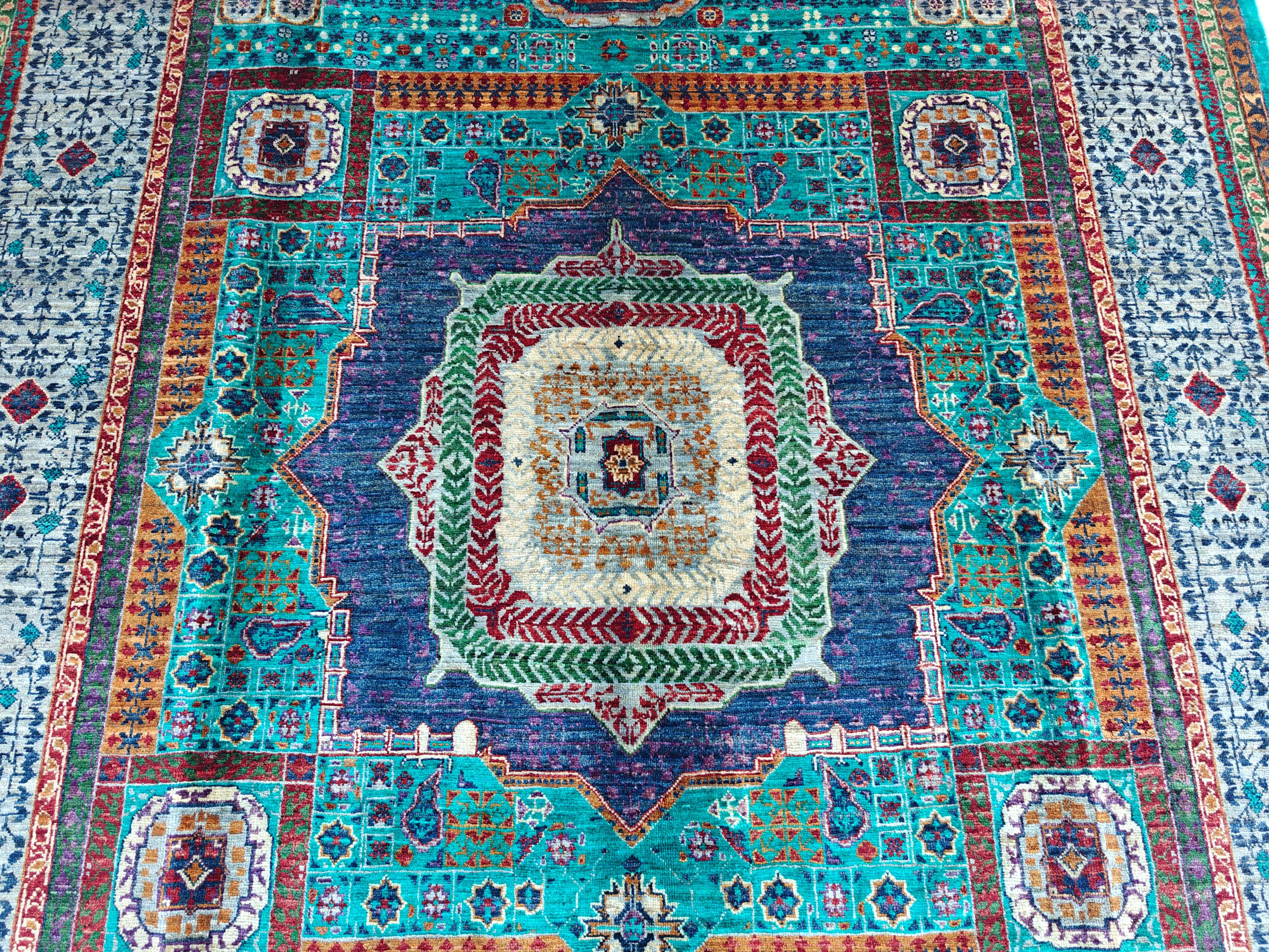 6x8 Mamluk Rug–Handwoven Persian Carpet with Intricate Design and Rich Color Palette, Rugs For Living Room, Bedroom Rug 8.2x5.9 ft