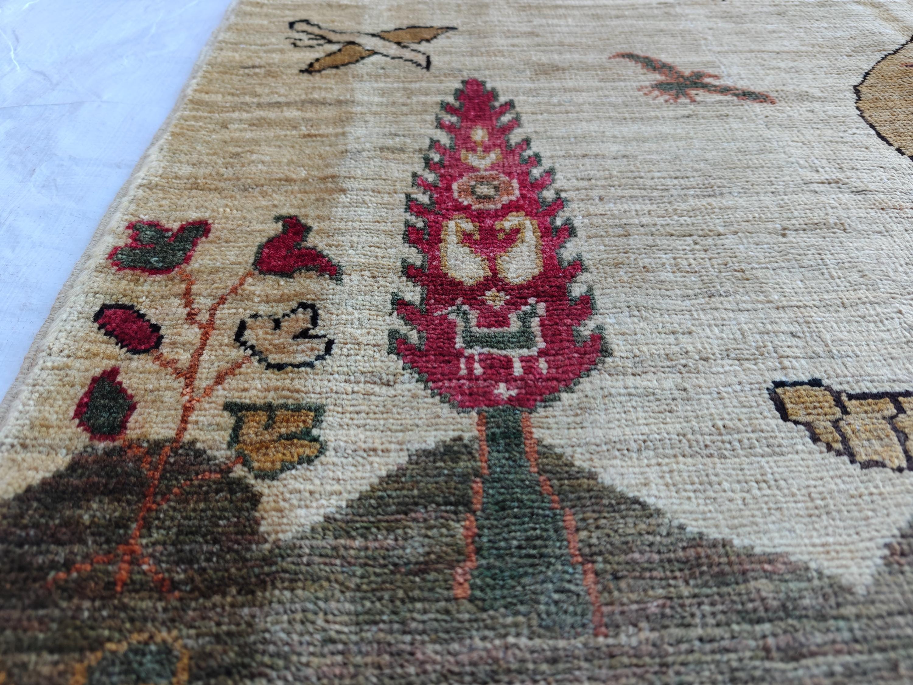 3x5 Pictorial Rug– Handwoven Decorative Persian Carpet with Stunning Visual Design, Wall Hanging Rug, Entryway Rug, Doormat 4.8x3.3 ft