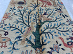 2x14 Runner Chobi Peacocks Pattern Runner- Handwoven Persian Carpet with Elegant Design and Rich Colors, Hallway Runner, 2.3x13.9 ft