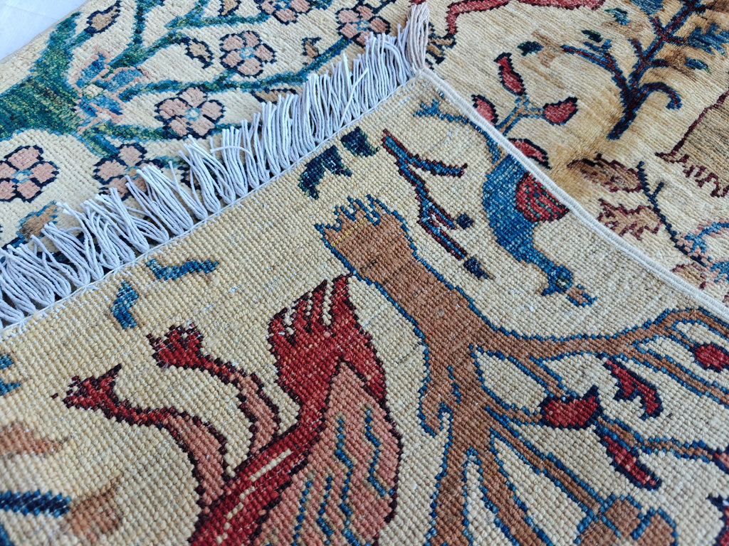 2x14 Runner Chobi Peacocks Pattern Runner- Handwoven Persian Carpet with Elegant Design and Rich Colors, Hallway Runner, 2.3x13.9 ft