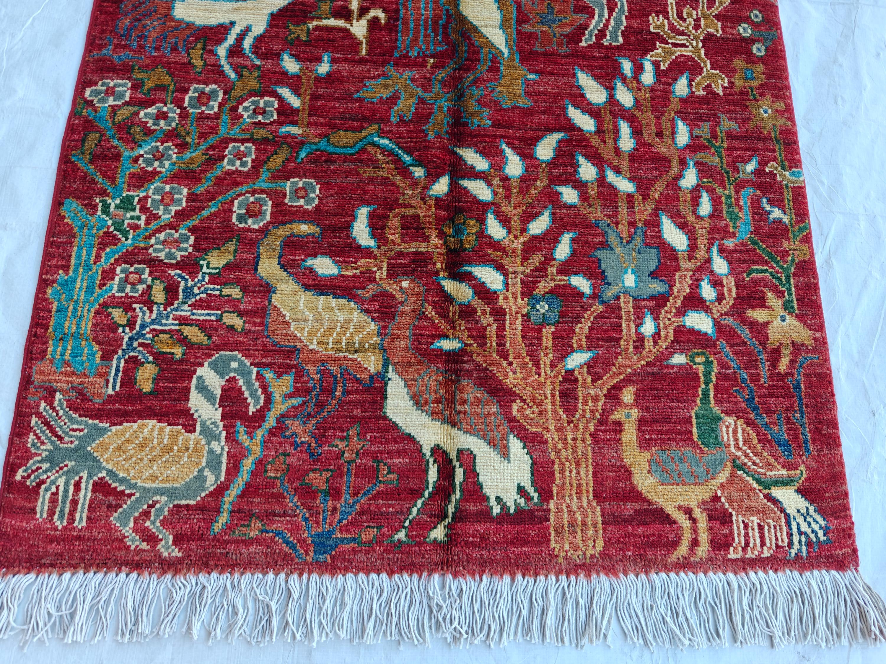 2x4 Rug Handwoven Persian Carpet with Traditional Design and Earthy Color Palette, Wall Hanging Rug, Entryway Rug, Bedroom Rug