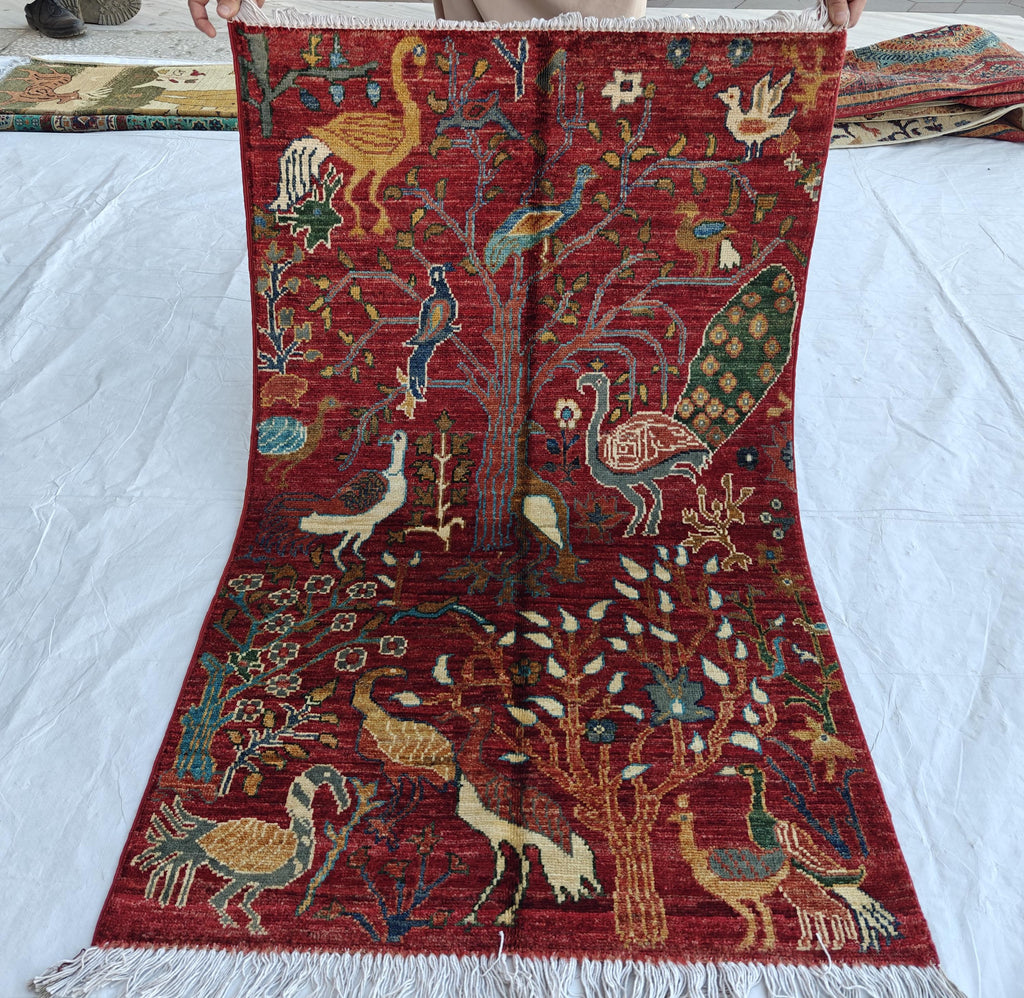 2x4 Rug Handwoven Persian Carpet with Traditional Design and Earthy Color Palette, Wall Hanging Rug, Entryway Rug, Bedroom Rug