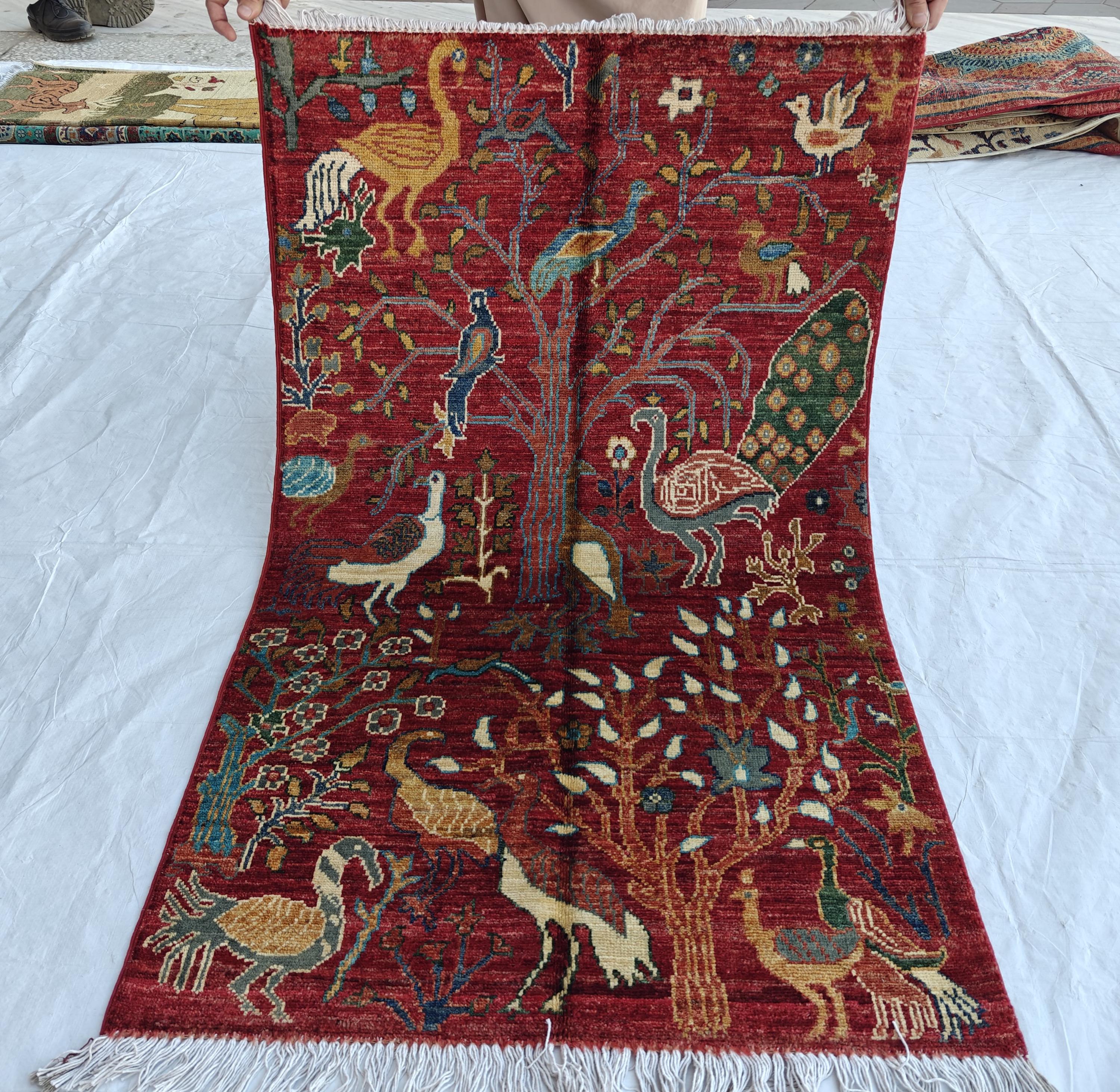 2x4 Rug Handwoven Persian Carpet with Traditional Design and Earthy Color Palette, Wall Hanging Rug, Entryway Rug, Bedroom Rug