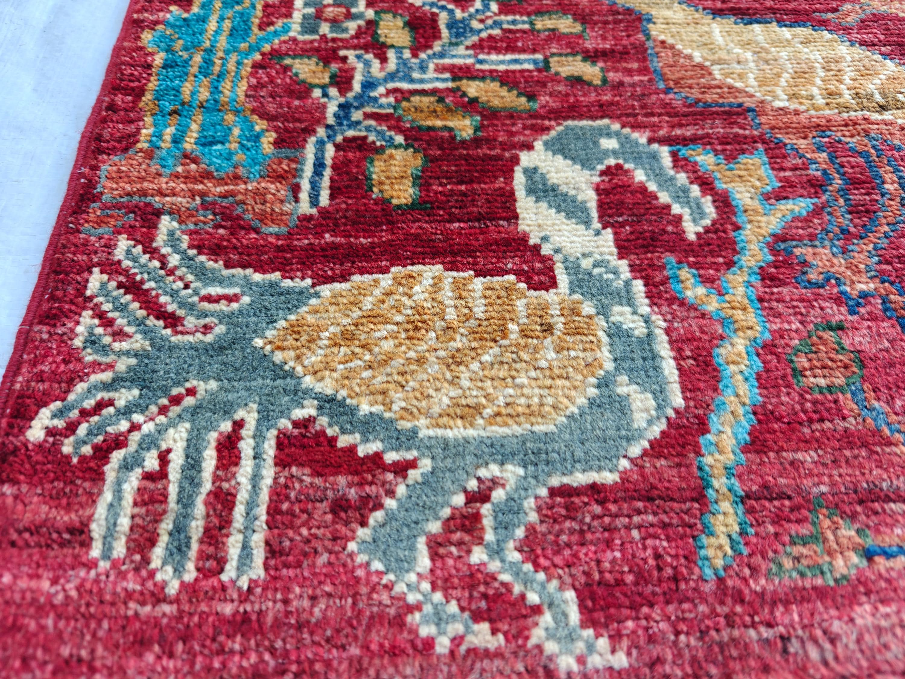 2x4 Rug Handwoven Persian Carpet with Traditional Design and Earthy Color Palette, Wall Hanging Rug, Entryway Rug, Bedroom Rug