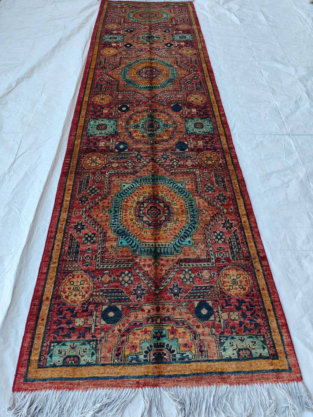 3x10 Authentic Mamluk Runner: Handwoven Artistry & Timeless Elegance 2.7 x 9.9 ft, Hallway Runner, Entryway Brown Rug, Narrow Rug