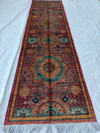 3x10 Authentic Mamluk Runner: Handwoven Artistry & Timeless Elegance 2.7 x 9.9 ft, Hallway Runner, Entryway Brown Rug, Narrow Rug