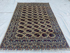 Handwoven Ahal Gul Rug 6.7x4.9 ft | Afghan Vintage Area Rug for Home Decor | Unique Tribal Carpet, Living Room Rug, Farm House, Bedroom Rug