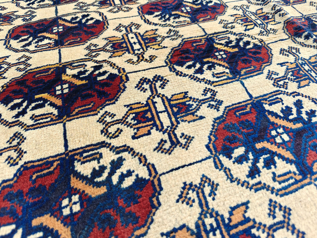 Handwoven Ahal Gul Rug 6.7x4.9 ft | Afghan Vintage Area Rug for Home Decor | Unique Tribal Carpet, Living Room Rug, Farm House, Bedroom Rug