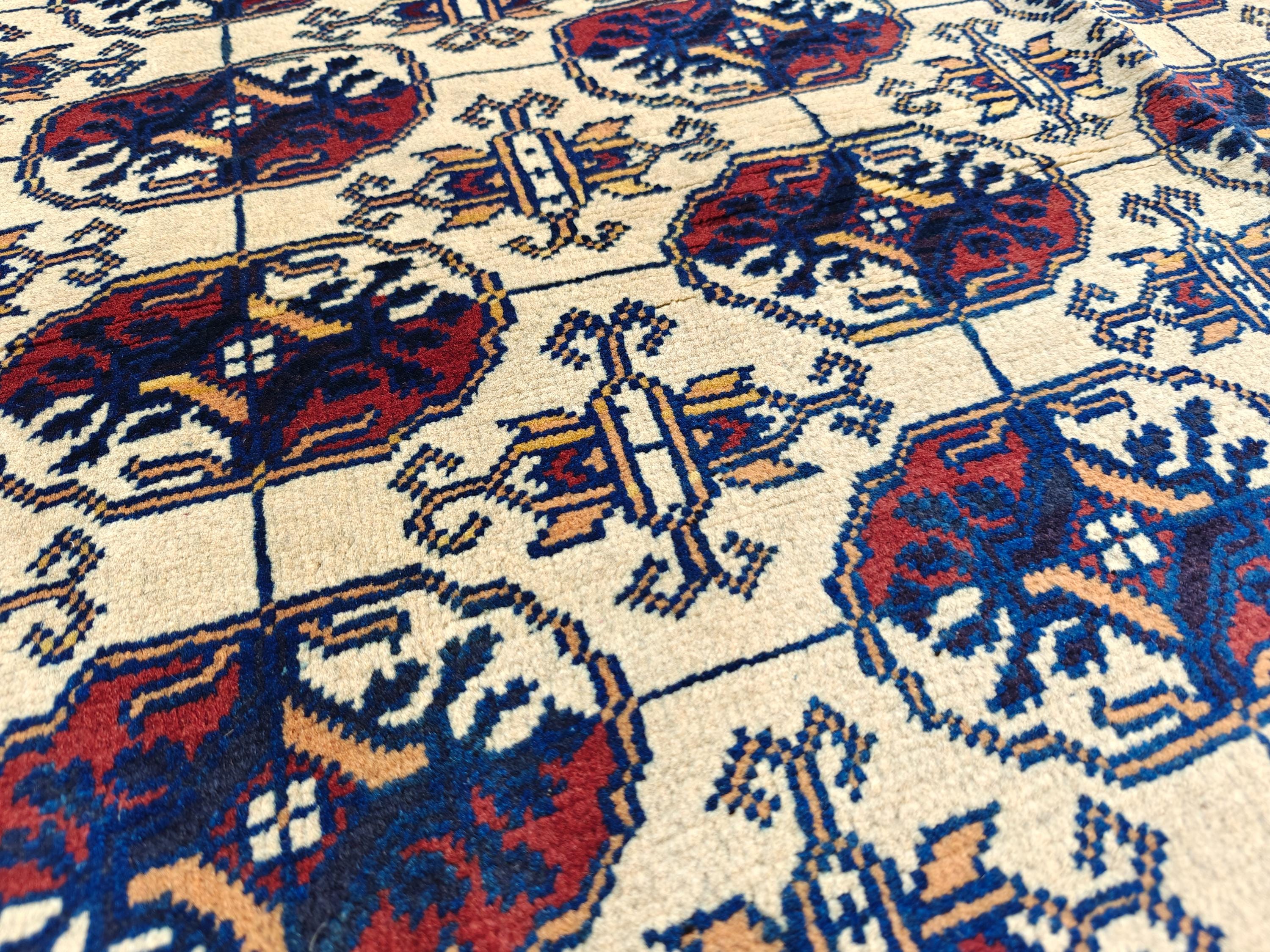 Handwoven Ahal Gul Rug 6.7x4.9 ft | Afghan Vintage Area Rug for Home Decor | Unique Tribal Carpet, Living Room Rug, Farm House, Bedroom Rug
