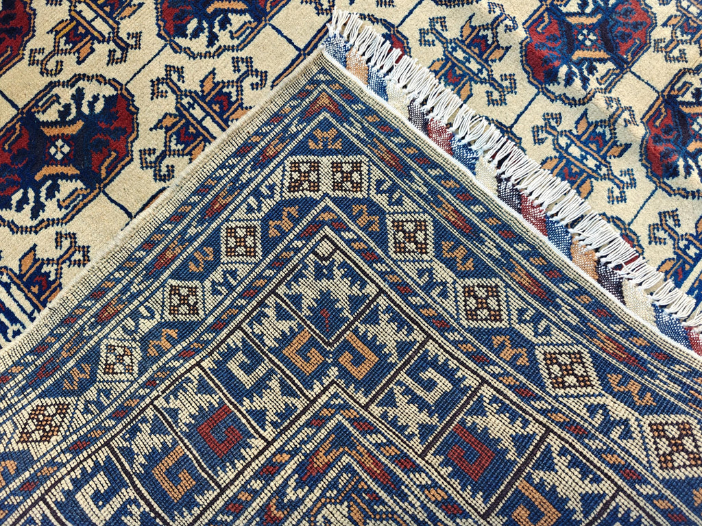 Handwoven Ahal Gul Rug 6.7x4.9 ft | Afghan Vintage Area Rug for Home Decor | Unique Tribal Carpet, Living Room Rug, Farm House, Bedroom Rug